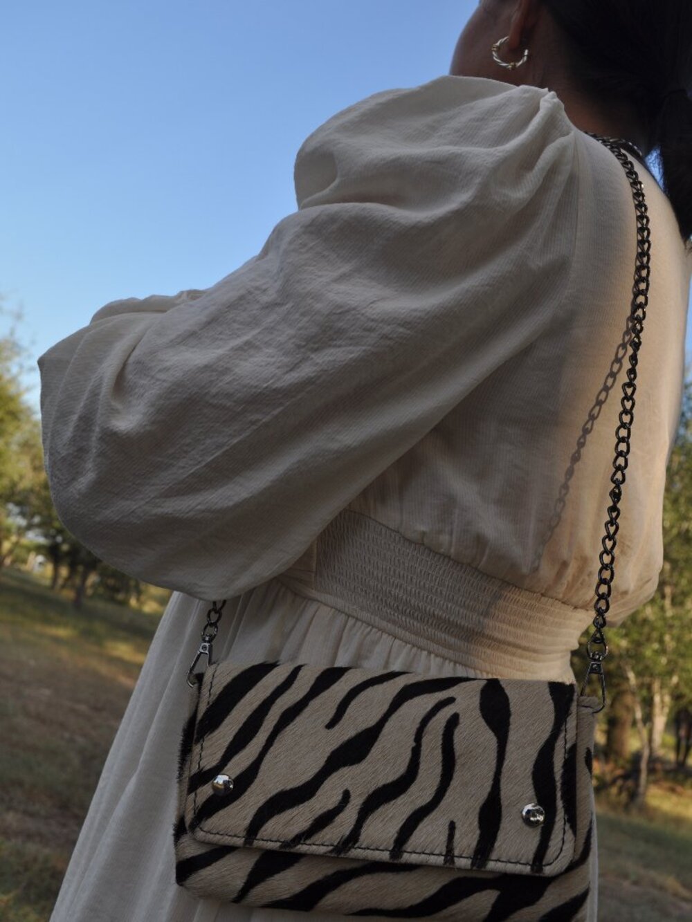 zebra print crossbody clutch purse